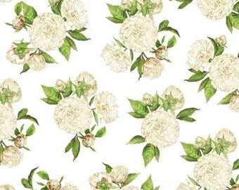 Love Letters - Peonies White by Shannon Christensen from Windham Fabrics