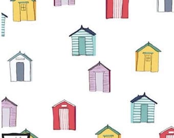 Sunshine and Sandcastles - Beach Hut Allover White from Michael Miller Fabrics