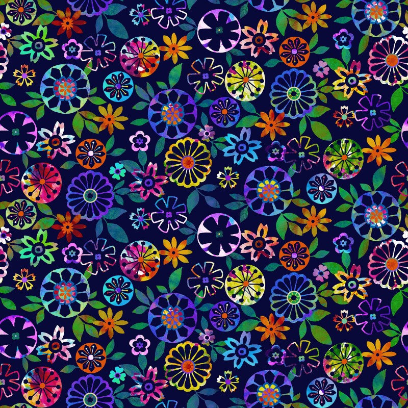 Geofetti Confetti Flowers Royal Multi by Art Loft From Etsy