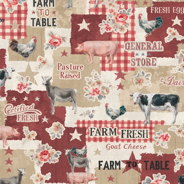 Farmhouse Chic - Farmhouse Chic Allover Tan by Nai Danhui from Wilmington Prints Fabric