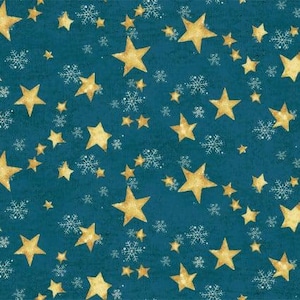 Snovalley - Stars Snowflakes Dark from Clothworks Fabric