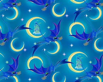 Rainbow Dragon - Moon Light Dragon Blue from Studio E Fabrics