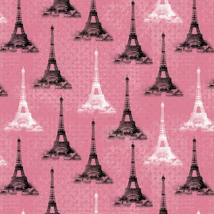 Paris Tower - Pink from David Textiles Fabrics