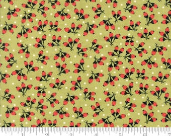 Chestnut Street - Floral Cotton Puffs Green by Fig Tree Quilts from Moda