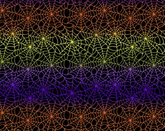 Halloween - Ragnatela nera multicolore di David Textiles Fabrics