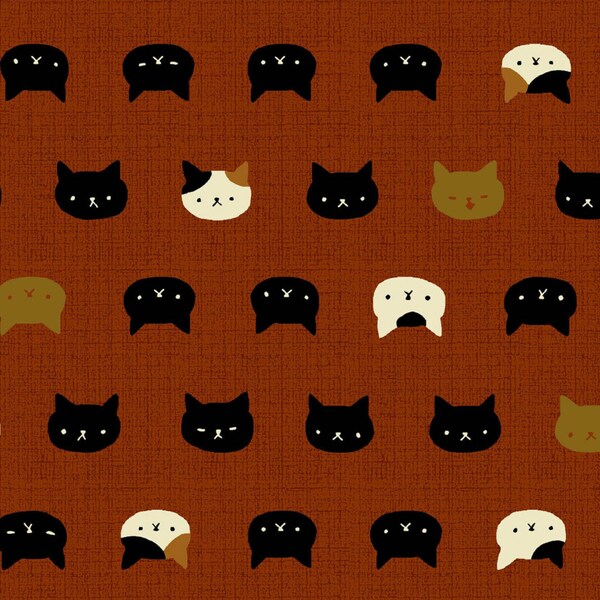 Neko II - Cats Faces Copper Brick Red from Quilt Gate USA