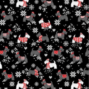 Knit and Caboodle - Scotti Friends Dogs Black from Benartex Fabrics