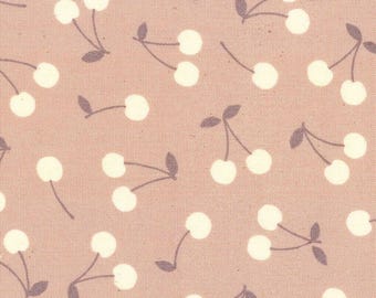 Teiban OXFORD - Cherries Dusty Pink from Kokka Fabric