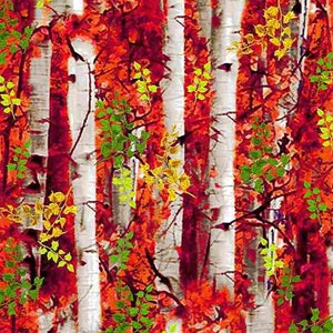 Nature - Birch Forest Leaves from Timeless Treasures Fabric