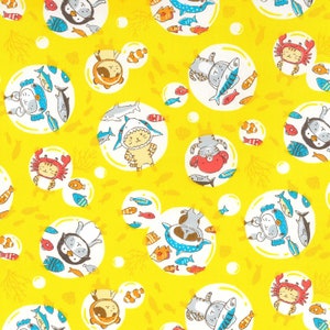 Costume Animal OXFORD - In The Sea Fish Yellow from Kokka Fabric