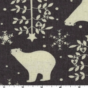 Ours polaires - Toile brossée anthracite foncé de Kokka