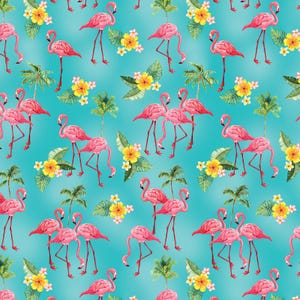 Paradise Awaits - Flamingo Paradise Turquoise from Benartex Fabrics