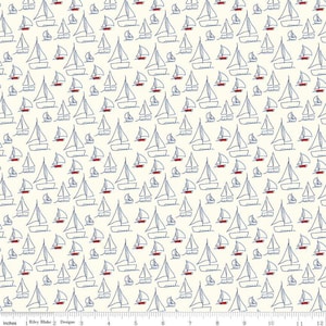 Red White and Bang - Sailboats Cream by Sandy Gervais from Riley Blake Fabric