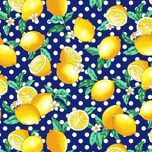 Fresh Fruits OXFORD - Lemons Navy Blue from Cosmo Fabric