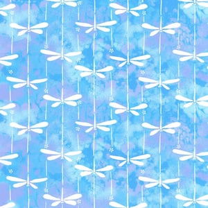 Cuerdas de libélula azul violeta de Fabric Traditions Fabric
