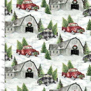 Dreaming of a Farmhouse Christmas - Christmas Farm Gray from 3 Wishes Fabric