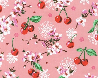 Wishwell Cheery Blossom - Cherries Blossoms Peach Pink from Robert Kaufman Fabric