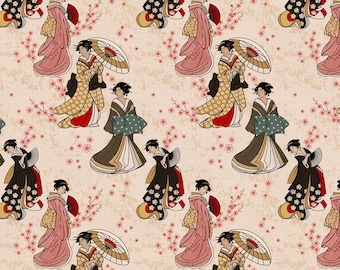 Kimonos and Koi - Geishas Cream from Paintbrush Studio Fabrics