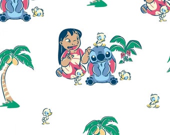 リロ・アンド・スティッチ - 鳥付き ホワイト（スプリングス・クリエイティブ・ファブリックより）