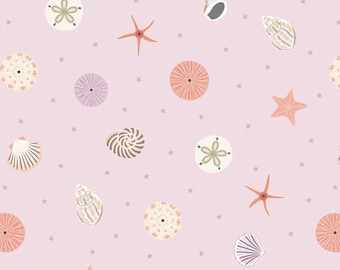 Small Things Coastal - Seashells Pink from Lewis and Irene Fabric