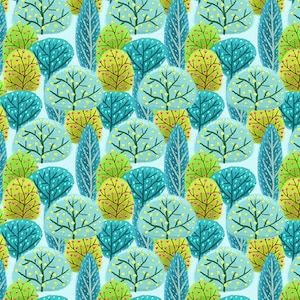 Moonbeams and Rainbows - Trees Soft Blue from Henry Glass Fabric