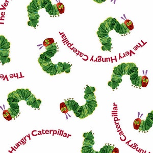 The Very Hungry Caterpillar -  Caterpillar Words by Eric Carle from Andover Fabrics