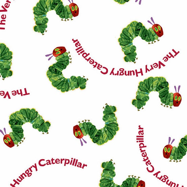 The Very Hungry Caterpillar -  Caterpillar Words by Eric Carle from Andover Fabrics