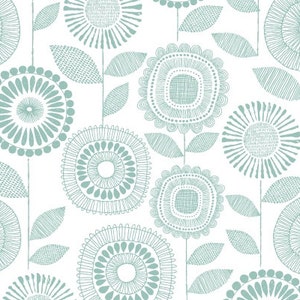 Shape of Spring - Petal Print Sage - Organic Cotton Fabric from Cloud 9