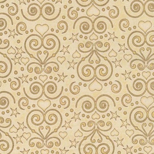 SALE - Healing Hearts - Cream Damask by Dan Morris from RJR