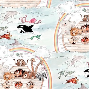 Two by Two - Animal Journey Blue from 3 Wishes Fabric