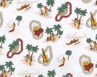 Island Paradise - Tropical Island Activities White from Robert Kaufman Fabrics
