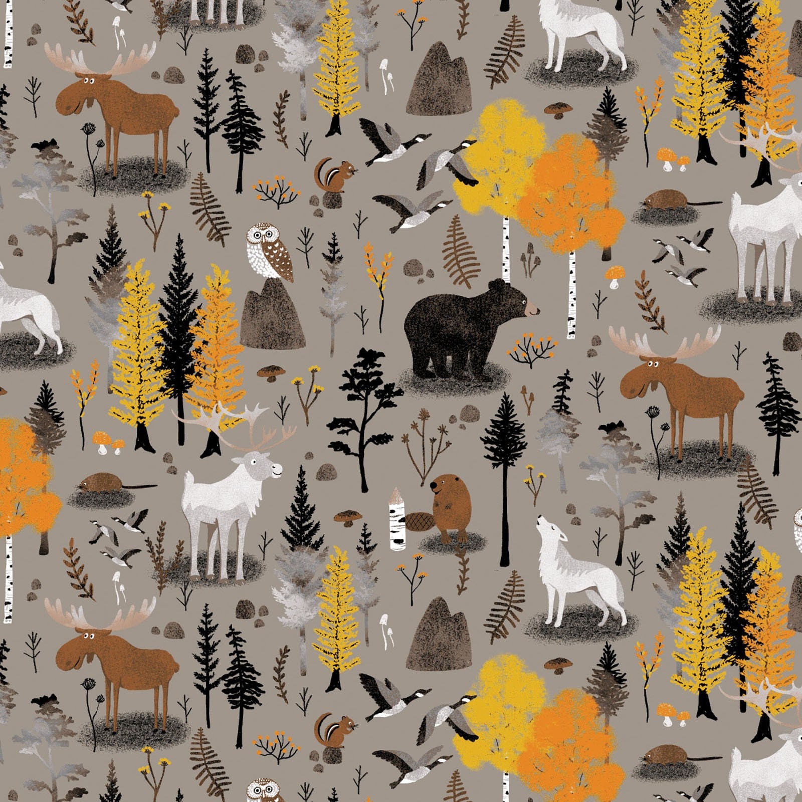 Buy Canadian Boreal Forest Forest Animals Taupe From Camelot Online in India - Etsy Buy Canadian Boreal Forest Forest Animals Taupe From Camelot Online in India - Etsy