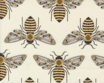 Bee Garden Metallic - Bees Natural 48411 11 M di Moda Fabrics
