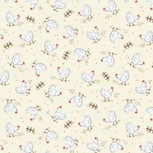 Cluck Cluck - Chickens Cream from Michael Miller Fabric