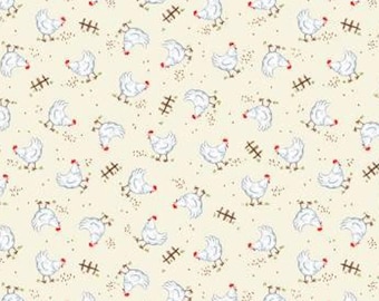 Cluck Cluck - Chickens Cream from Michael Miller Fabric