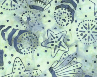 Coastal Getaway Batiks - Seashells Soft Green by Monique Jacobs from Maywood Studio Fabric