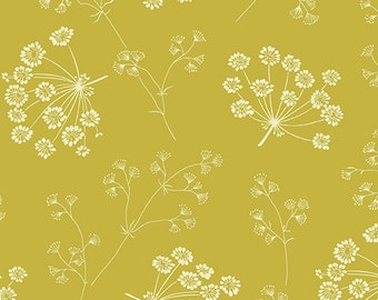 Solstice - Dried Flowers Spanish Moss Yellow from Andover Fabrics