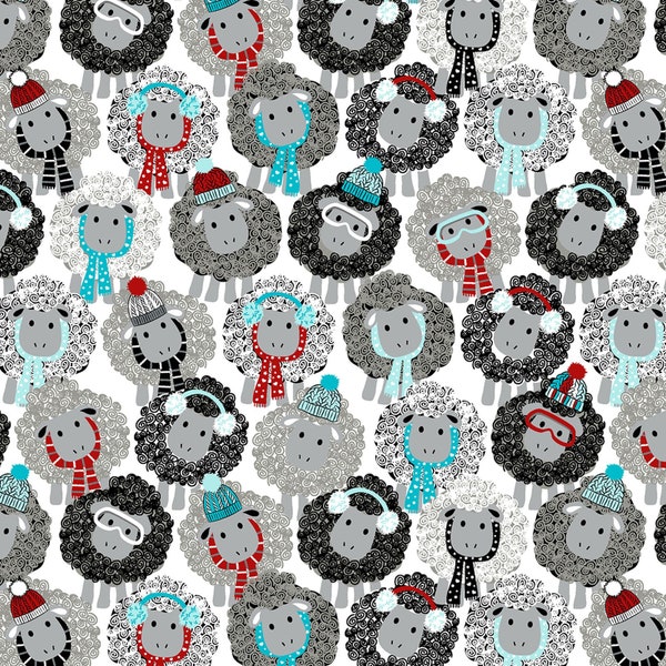 All You Knit Is Love - Wooly Friends Sheep White from Kanvas Studio Fabric