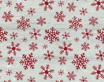 Rustic Village Christmas - Wood Snowflake Stone Red from Benartex Fabrics