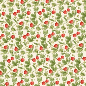 Strawberry Garden - Strawberry Vine Cream by Jane Shasky from Henry Glass Fabric