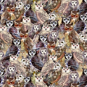 Wild Wonder - Packed Owls from Clothworks Fabric