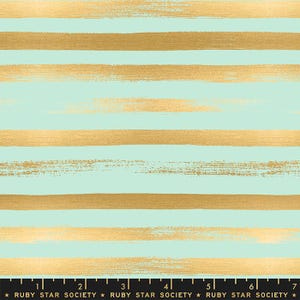 Zip Metallic - Stripes Aqua RS1005 37M from Ruby Society Fabrics