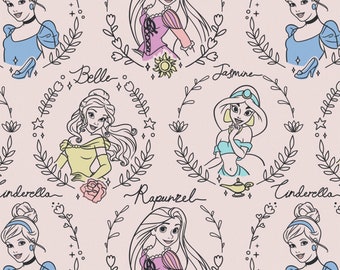 Disney Princess FLEECE - Princesses Framed Pink from Camelot Fabrics