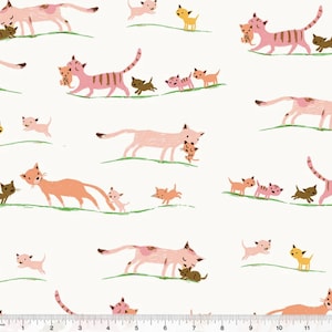 Studio Edit - Marching Cats Cream by Heather Ross from Windham Fabrics