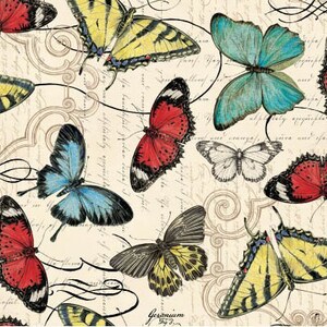 Poppies and Papillions - Butterflies Allover Cream by Tom Coffey from Springs Creative Fabric