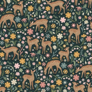 Fawned of You - Fawn Floral Charcoal from Dear Stella Fabric