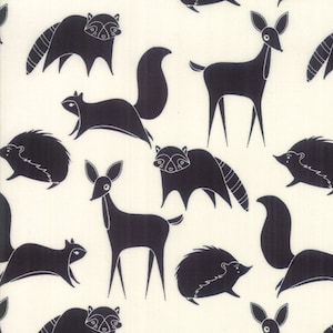 Bramble - Animals Cream Black by Gingiber from Moda Fabrics