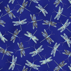 Serenata a la luz de la luna metálica - Dragonfly Royal Multi de Kanvas Studio Fabric