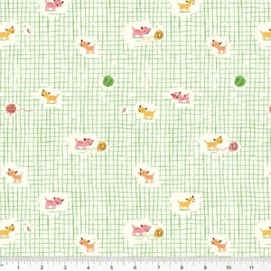 Studio Edit - Kitten Plaid Green by Heather Ross from Windham Fabrics