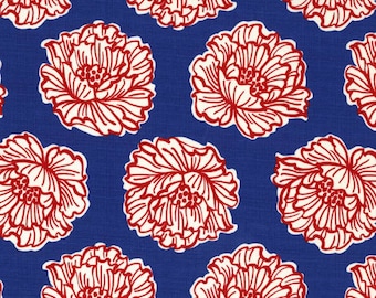 HonoBonoYa SATEEN - Peony Dobby Blue from Kokka